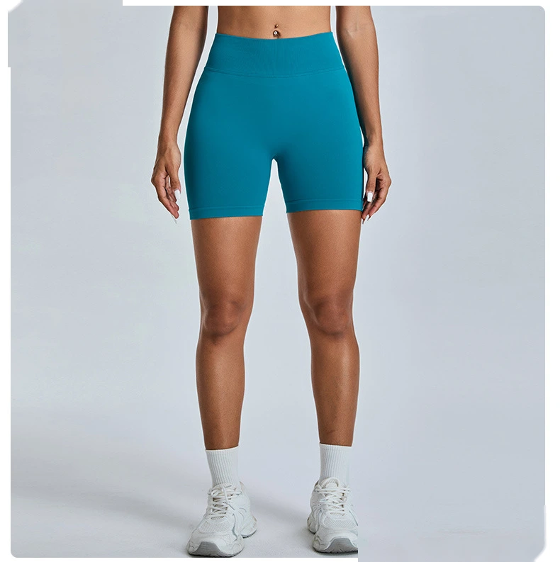 Seamless yoga shorts women's three-point high waist sweatpants nude quick-drying fitness yoga clothes - allni detail