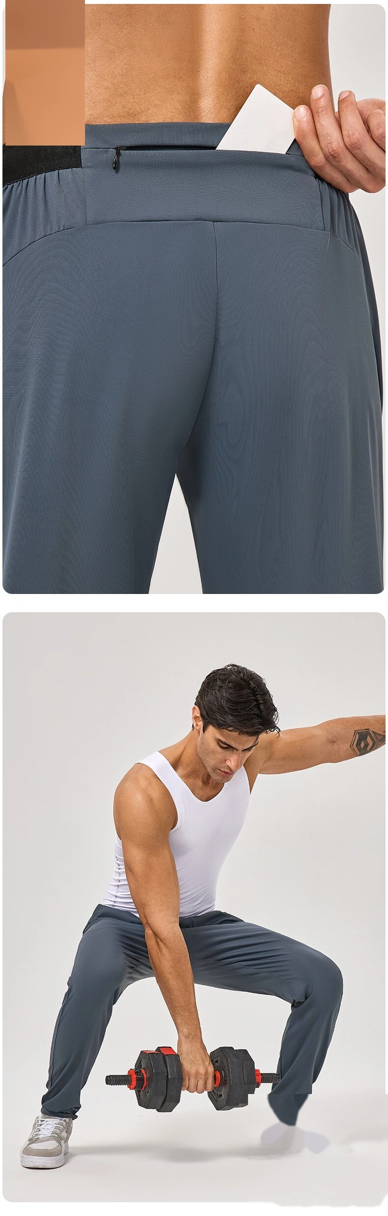 Custom Men's Sports Pants, Loose Straight High Elastic Quick-Dry Fitness & Running Trousers detail