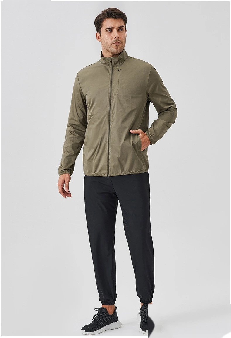 Custom autumn and winter sports coat stand collar zipper jacket outdoor windproof long sleeve cardigan running fitness detail