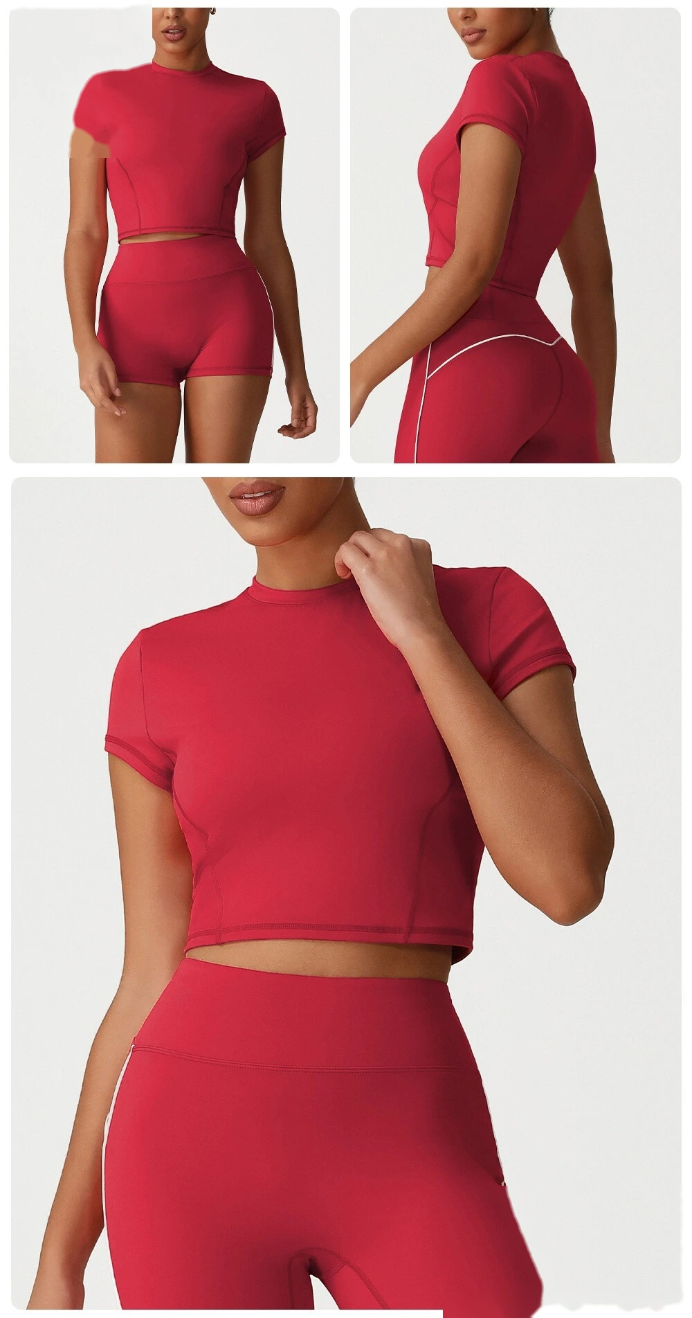 Customized slim quick-drying Pilates short shoulder clothes yoga clothes short sleeve running fitness T-shirt detail