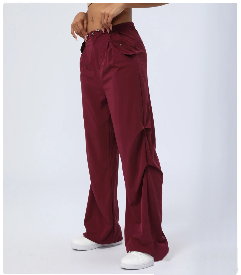Customized autumn and winter high waist quick-drying sports pants women's leg pants loose straight overalls detail