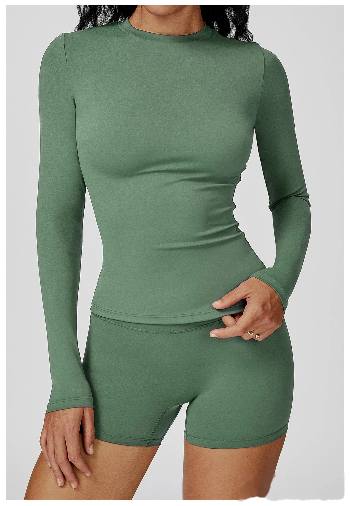 Custom-made women's fashion comfortable high-elastic yoga fitness tight T-shirt detail