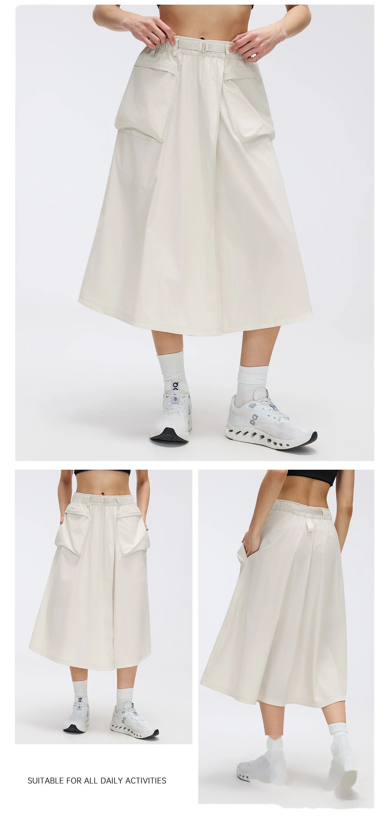 Bulk Custom Cargo Sports Skirt - Women's Water-Repellent Big Pocket Casual Outdoor Midi Skirt detail