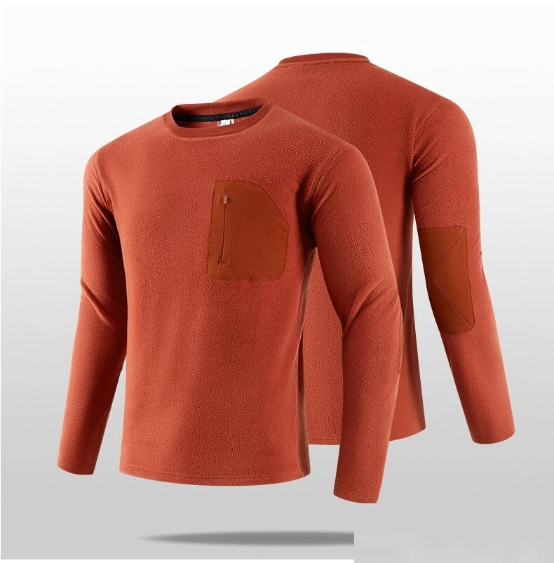 Custom New Style Men's Winter Outdoor Long T-Shirt | Crew Neck Fleece, Warm, for Sports & Daily Wear detail