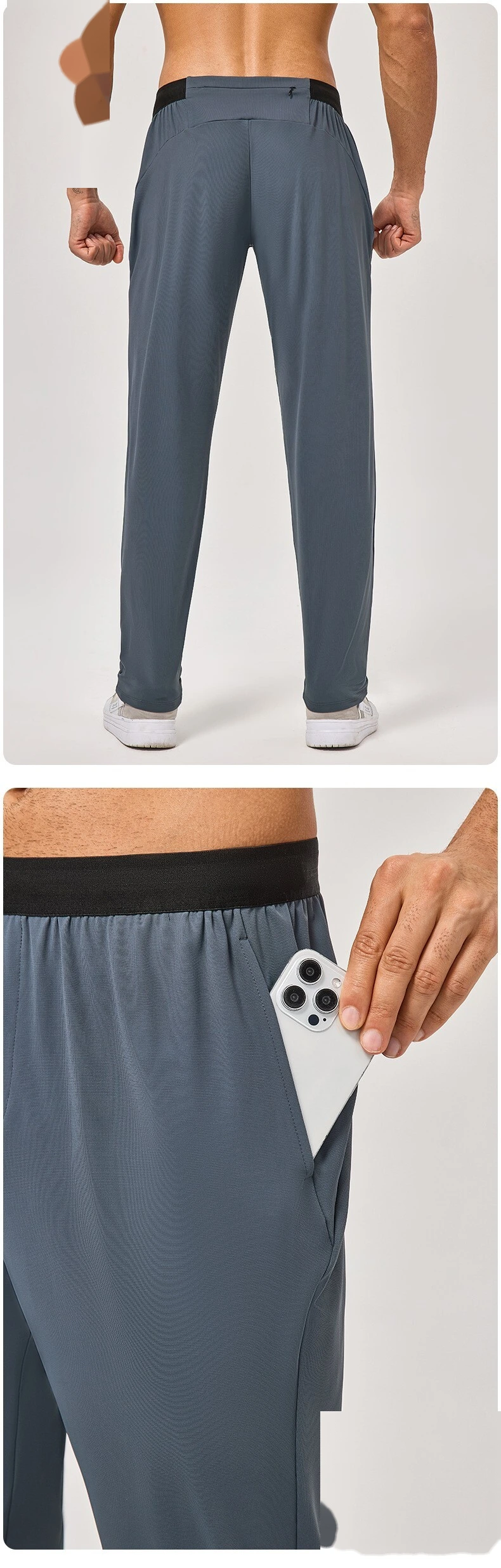 Custom Men's Sports Pants, Loose Straight High Elastic Quick-Dry Fitness & Running Trousers detail