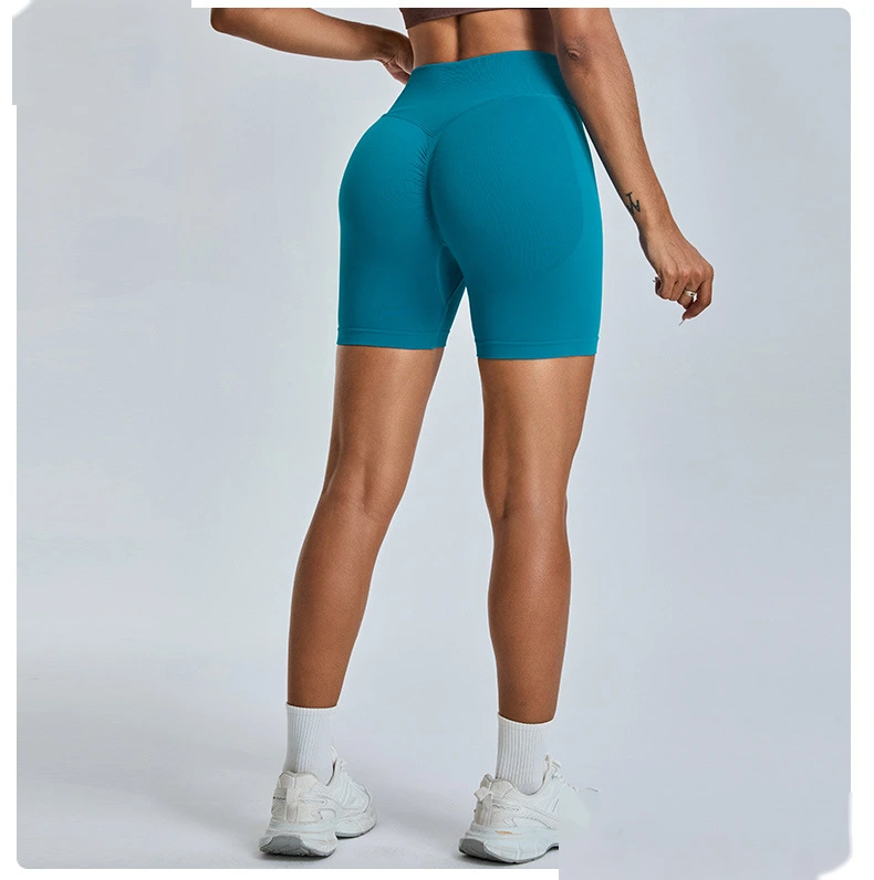 Seamless yoga shorts women's three-point high waist sweatpants nude quick-drying fitness yoga clothes - allni detail