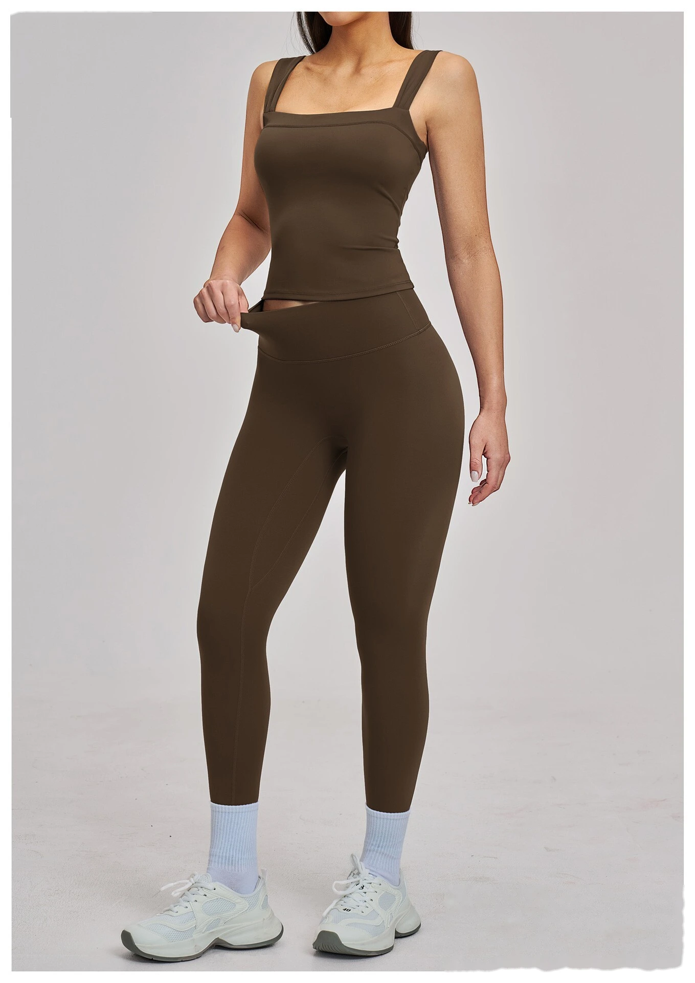Women’s High Elastic Square Neck Yoga Outfit Beauty Back Sports Vest with Yoga Leggings Fitness Set detail