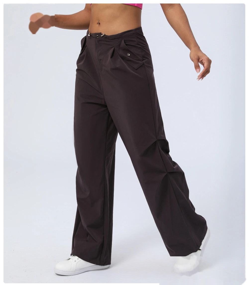 Customized autumn and winter high waist quick-drying sports pants women's leg pants loose straight overalls detail