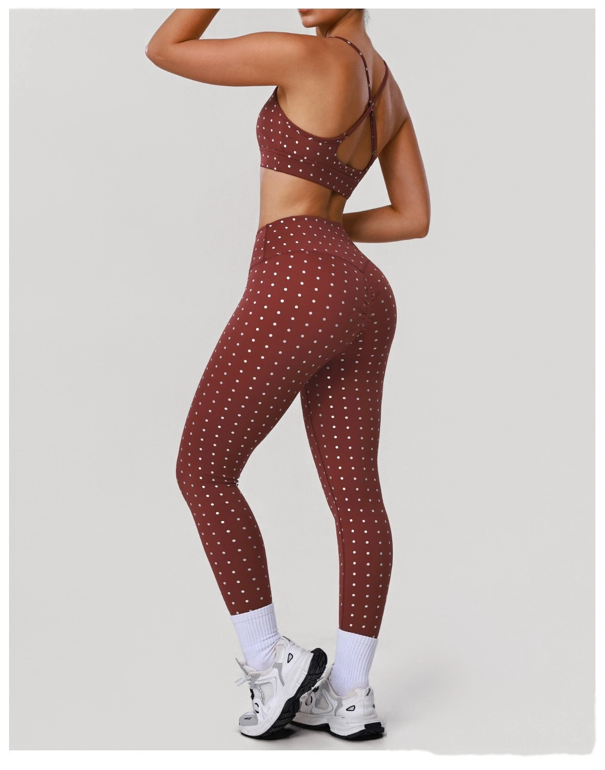 Bulk Custom Silver Polka Dot Yoga Leggings - Factory Direct High-Waisted Tights Products detail