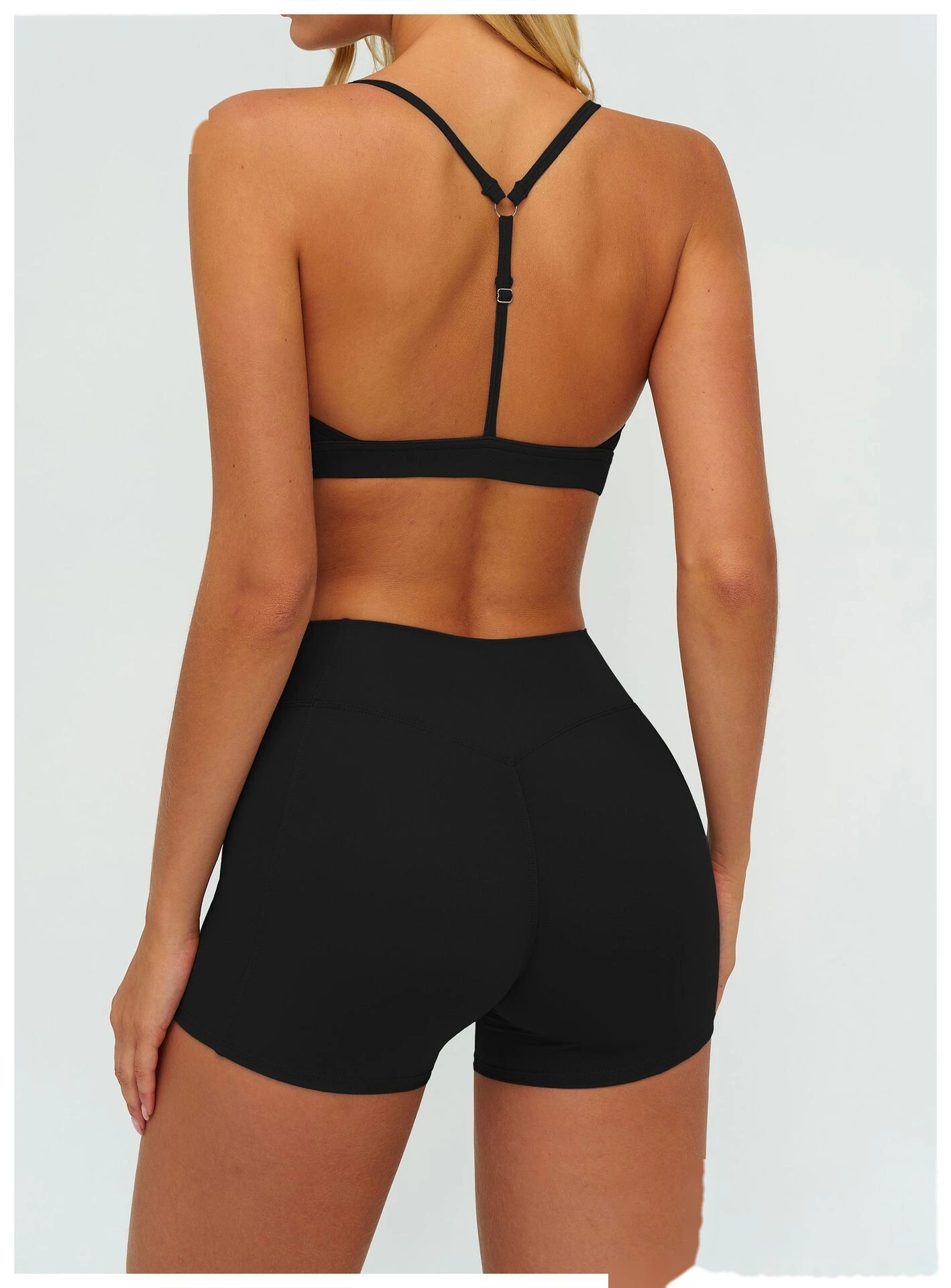 Women's Customizable V-Neck Yoga Sports Bra - Y-Back Adjustable Straps, High Support Workout Bra for Fitness & Running detail