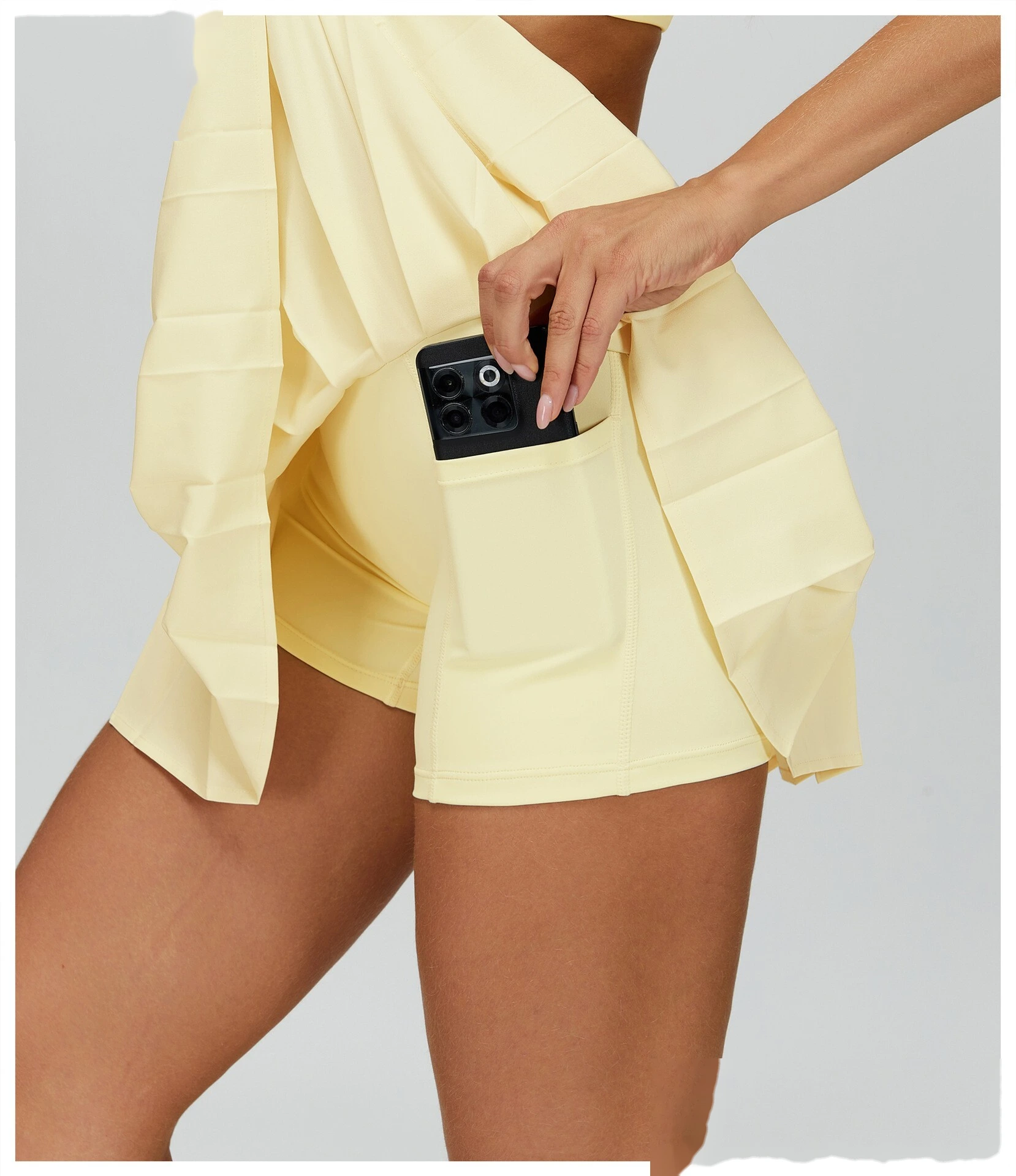Custom Women’s Fake Two-Piece Pleated Skirt - Naked-Feel Anti-Chafing Yoga Tennis Running Fitness Skirt detail