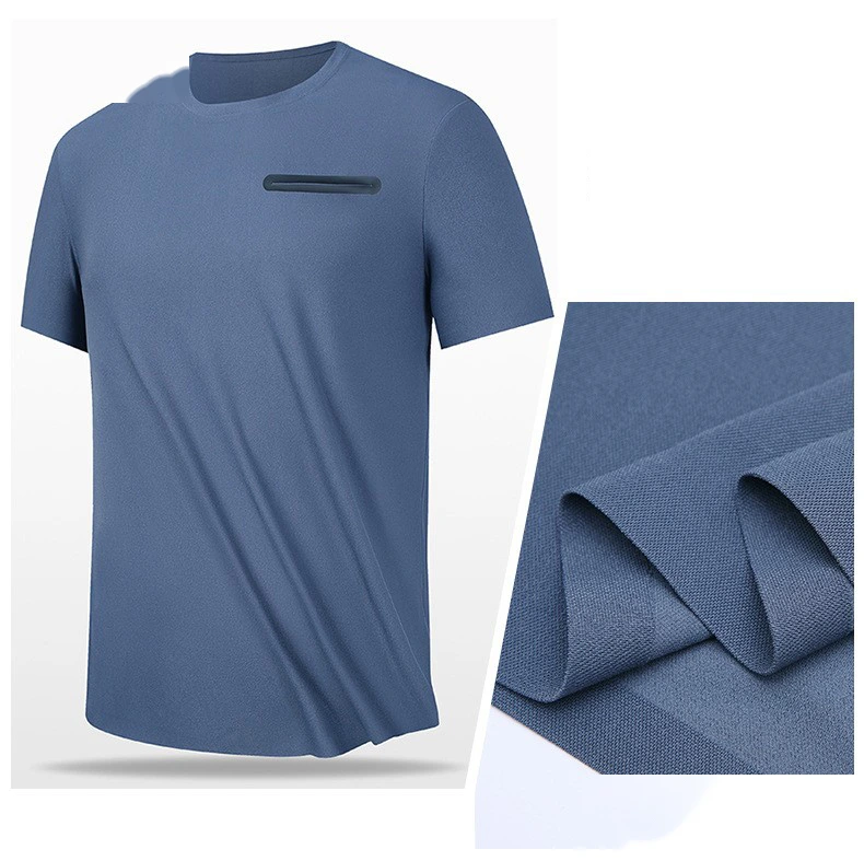 Customized ice silk cool breathable quick-drying short-sleeved T-shirt men's loose casual sports seamless top detail