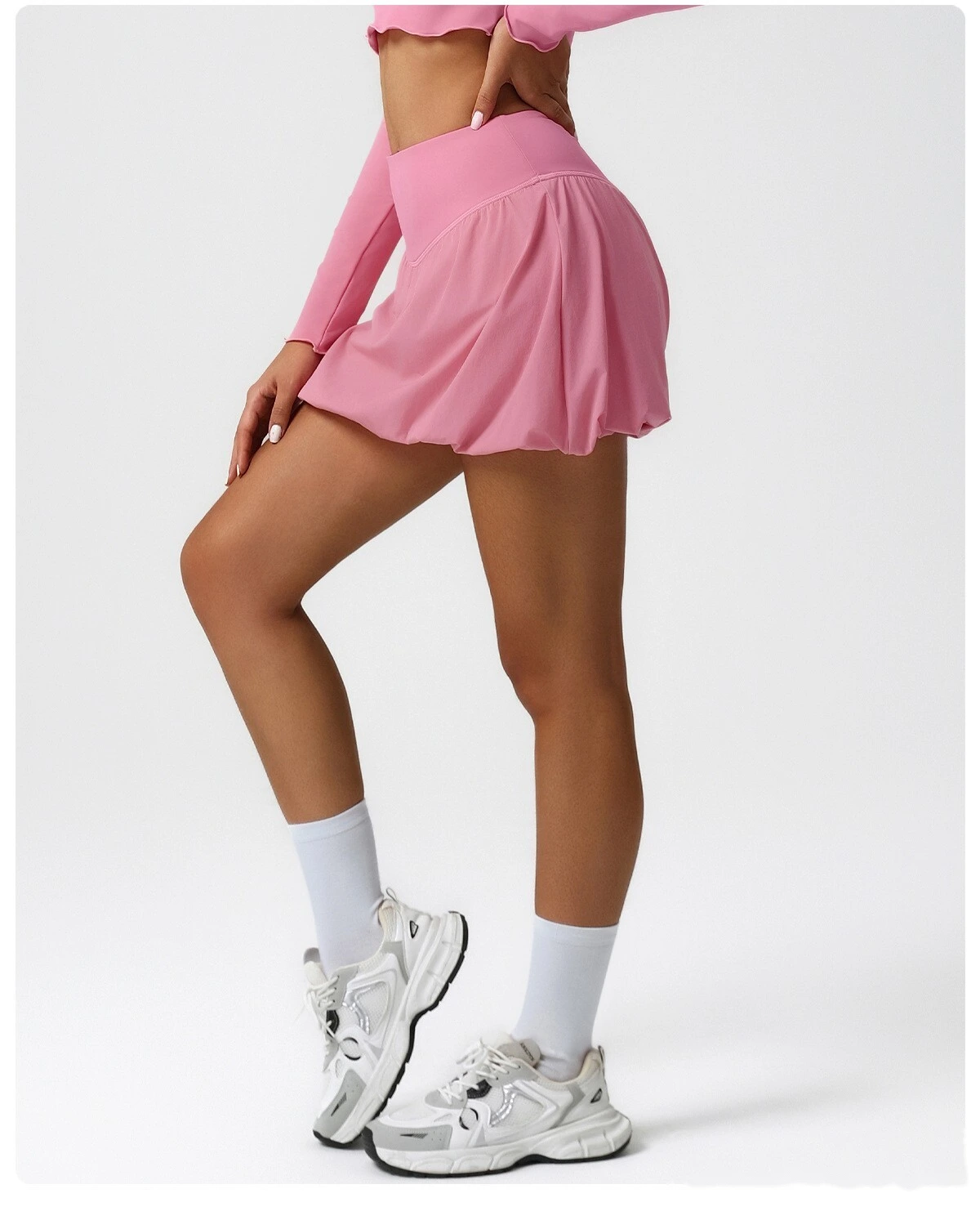 Customized sports tennis skirt anti-exposure bubble skirt Yoga fluffy skirt running fitness skirt detail