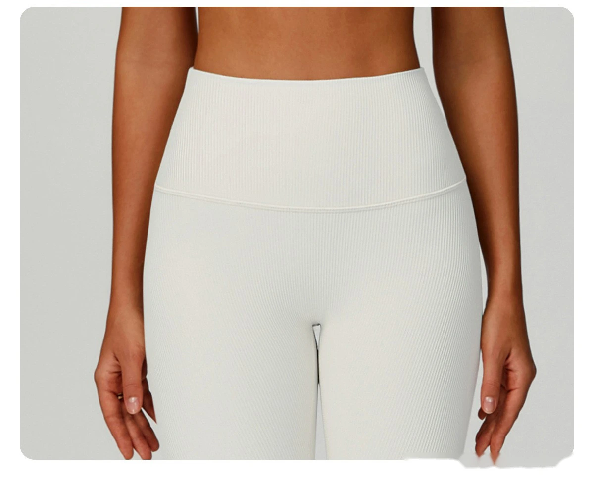 Threaded yoga pants, high waist, hips and slim tights, outdoor sports and running fitness clothes detail