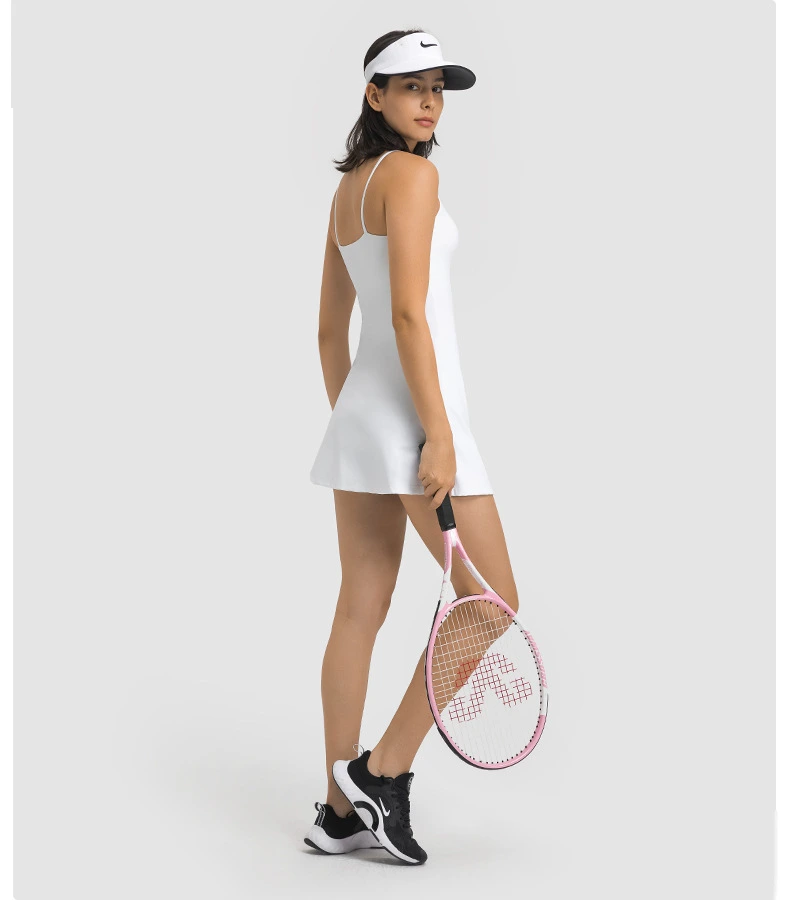 Womens tennis skirts spaghetti straps padded tank top skirt detail