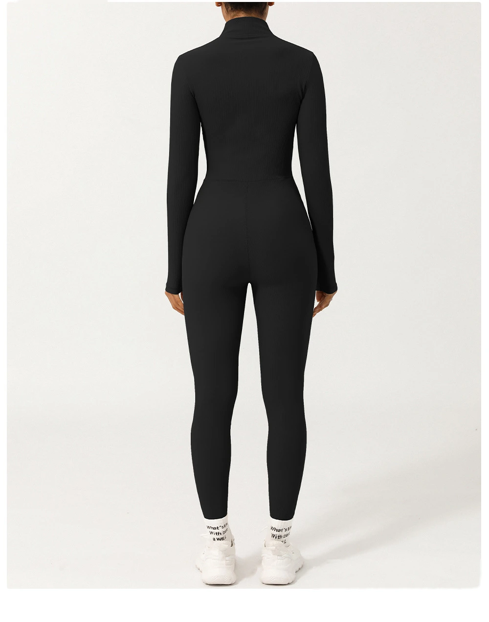 Customized zipper thread long sleeve yoga jumpsuit fitness exercise jumpsuit yoga clothes detail