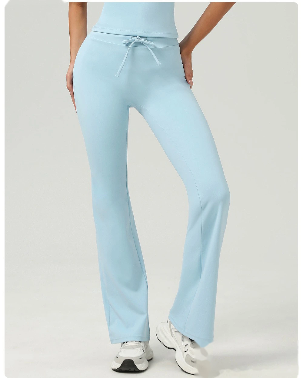 Hip-lifting yoga bell-bottoms fitness exercise wide-leg micro-pants high waist drawstring quick-drying yoga pants detail