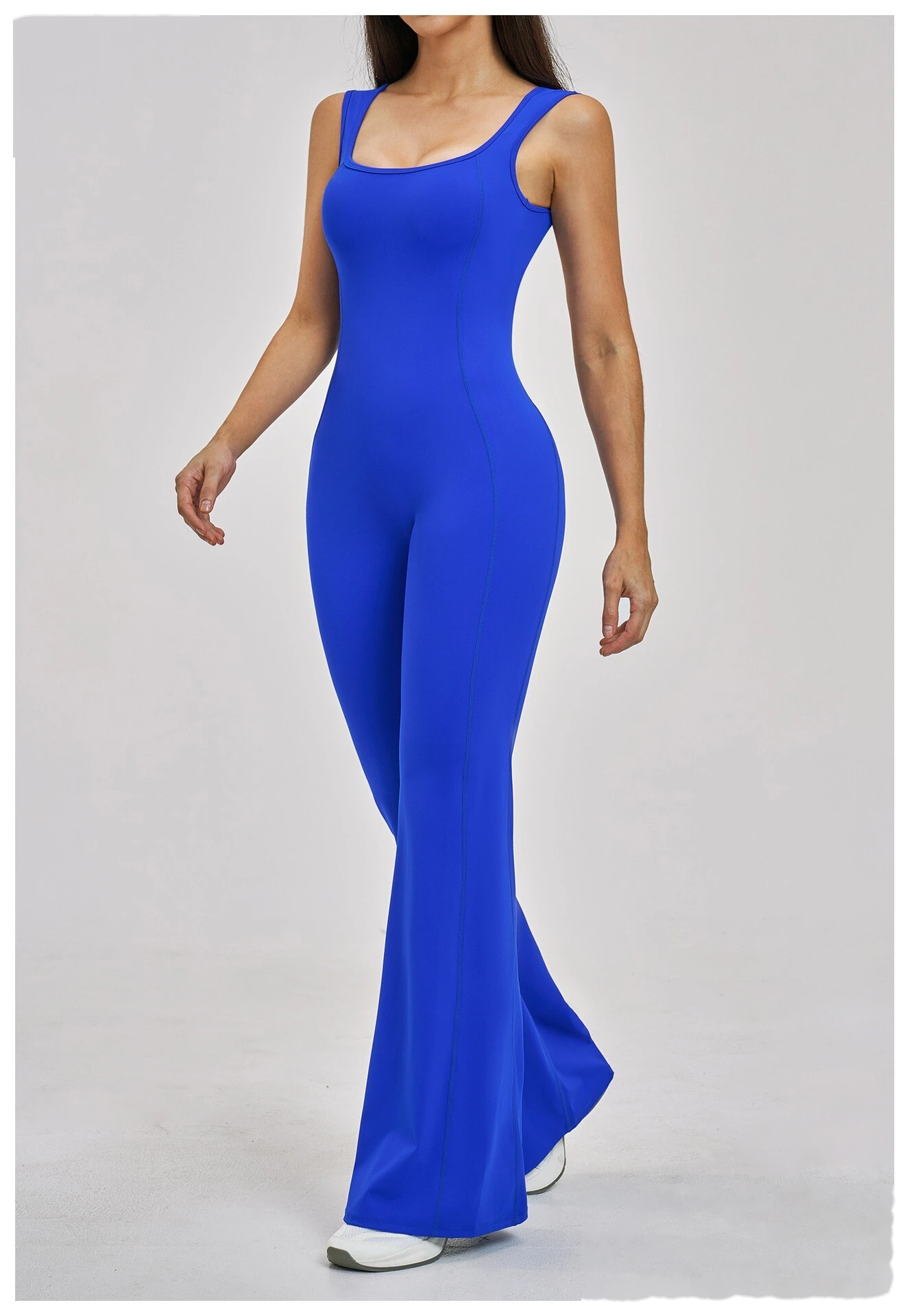 Custom Women’s Flared Leg Yoga One-Piece Outfit Beauty Back Slim Fit Fitness Gym Bodysuit Sport Jumpsuit detail