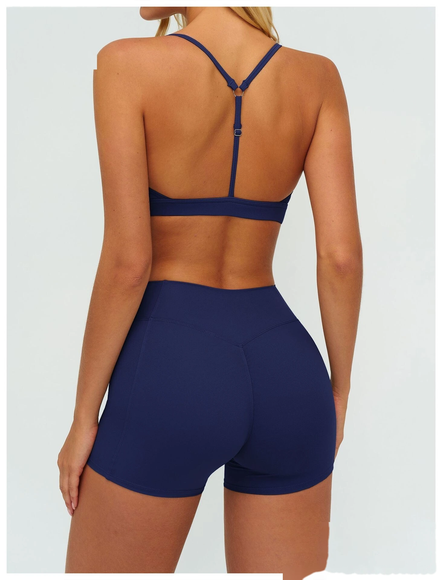 Women's Customizable V-Neck Yoga Sports Bra - Y-Back Adjustable Straps, High Support Workout Bra for Fitness & Running detail