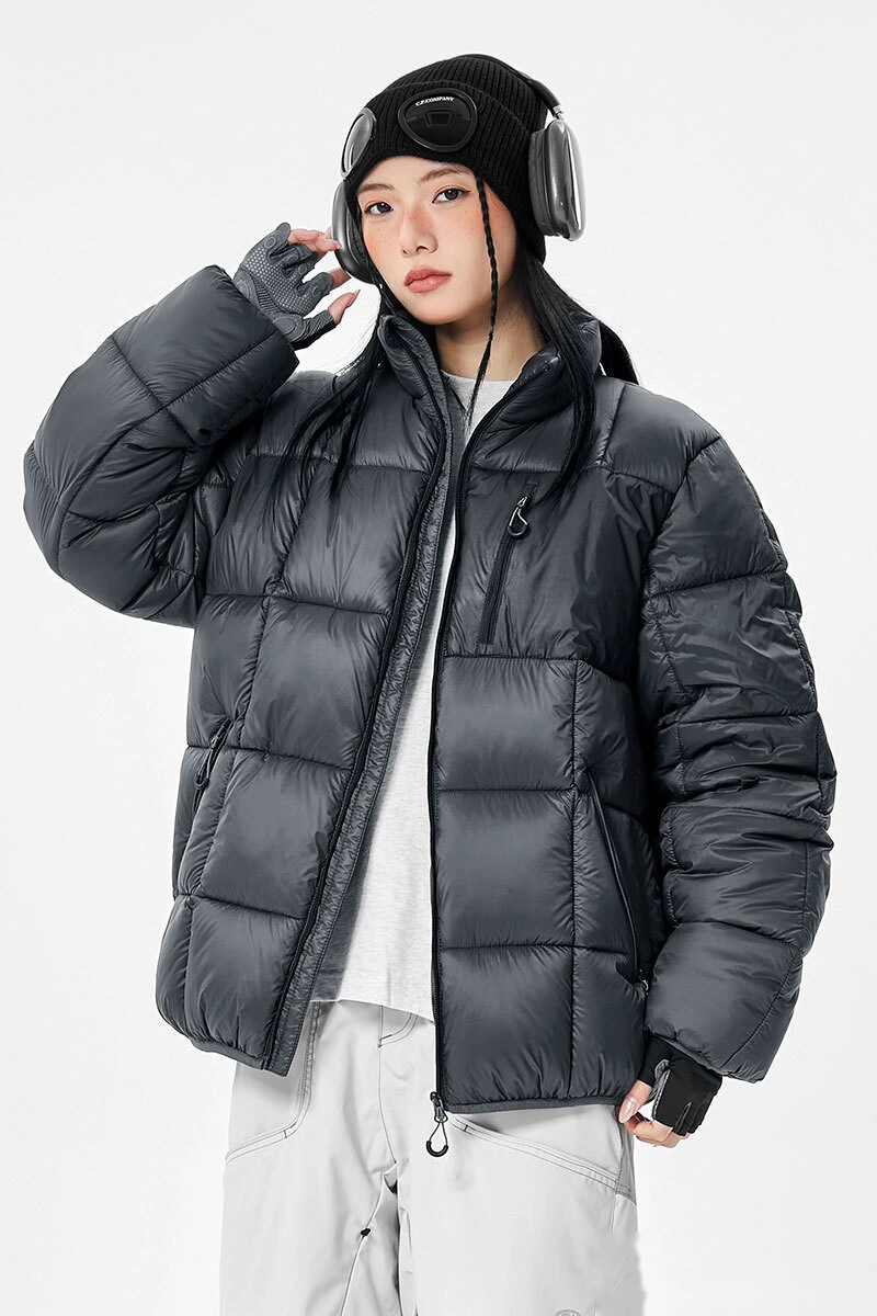 Custom fashion windproof warm pocket men's and women's cotton coat down jacket detail