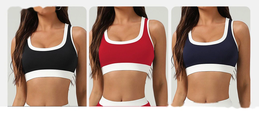 Color matching sports bra quick-drying shockproof yoga vest bra detachable chest pad fitness suit detail