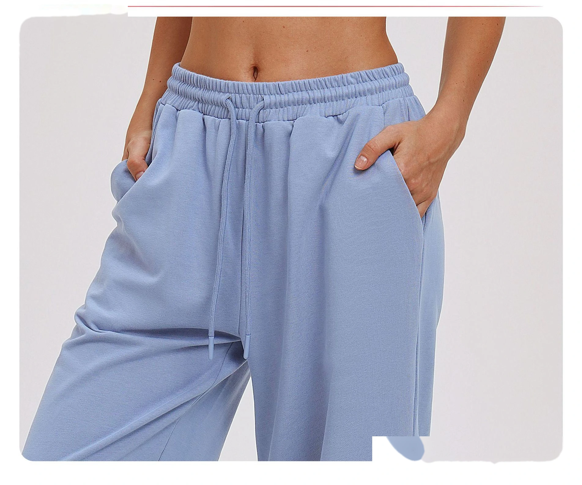 Custom Outdoor Running Sweatpants - New European-American Loose Wide-Leg Straight Casual Trousers detail