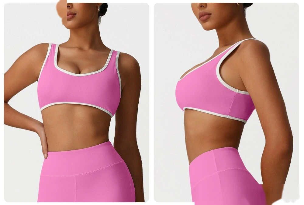 Yoga clothing sports bra Europe and the United States contrast bra fitness exercise high-elastic top vest detail