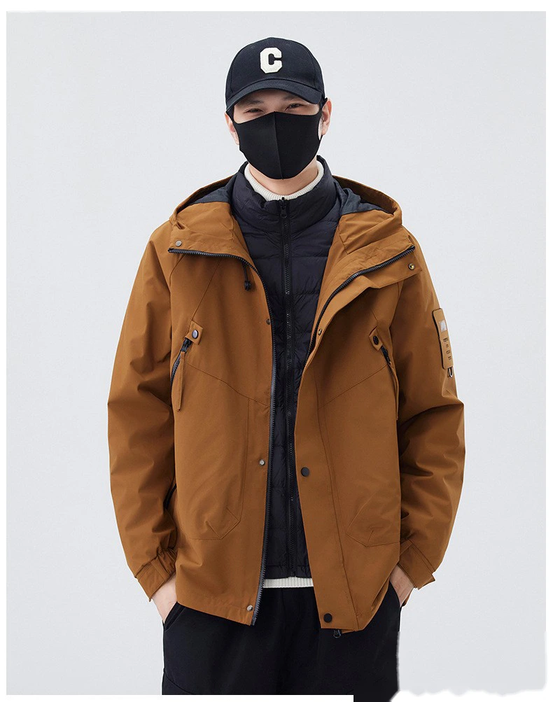 Customized jacket down three-in-one men's windproof waterproof fleece liner coat mountaineering suit detail