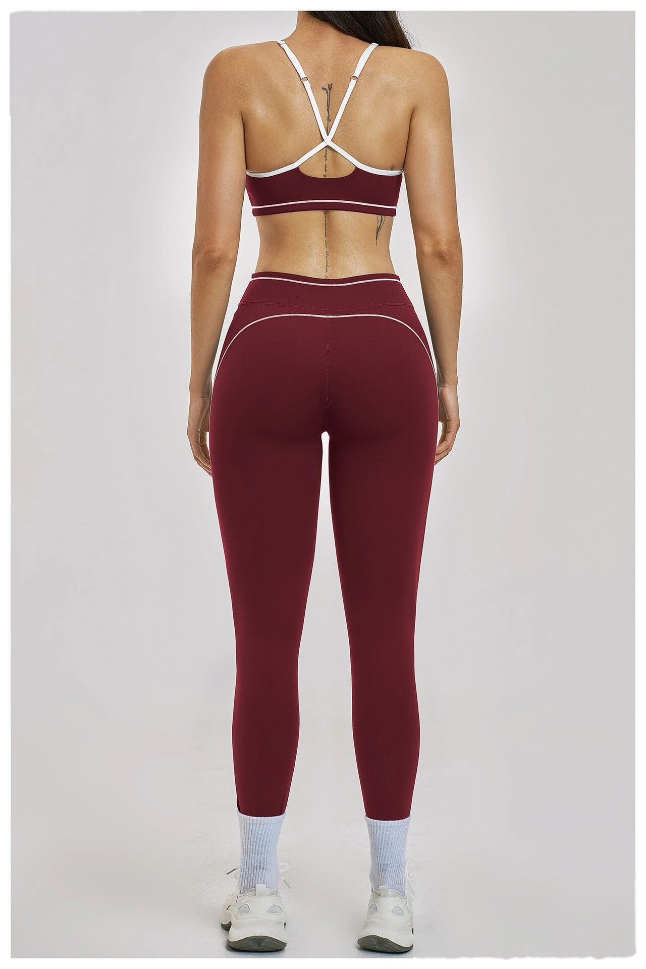 Custom Women’s High Waist Color Block Fitness Leggings Quick Dry Slim Workout Pants Running Sports Trousers detail