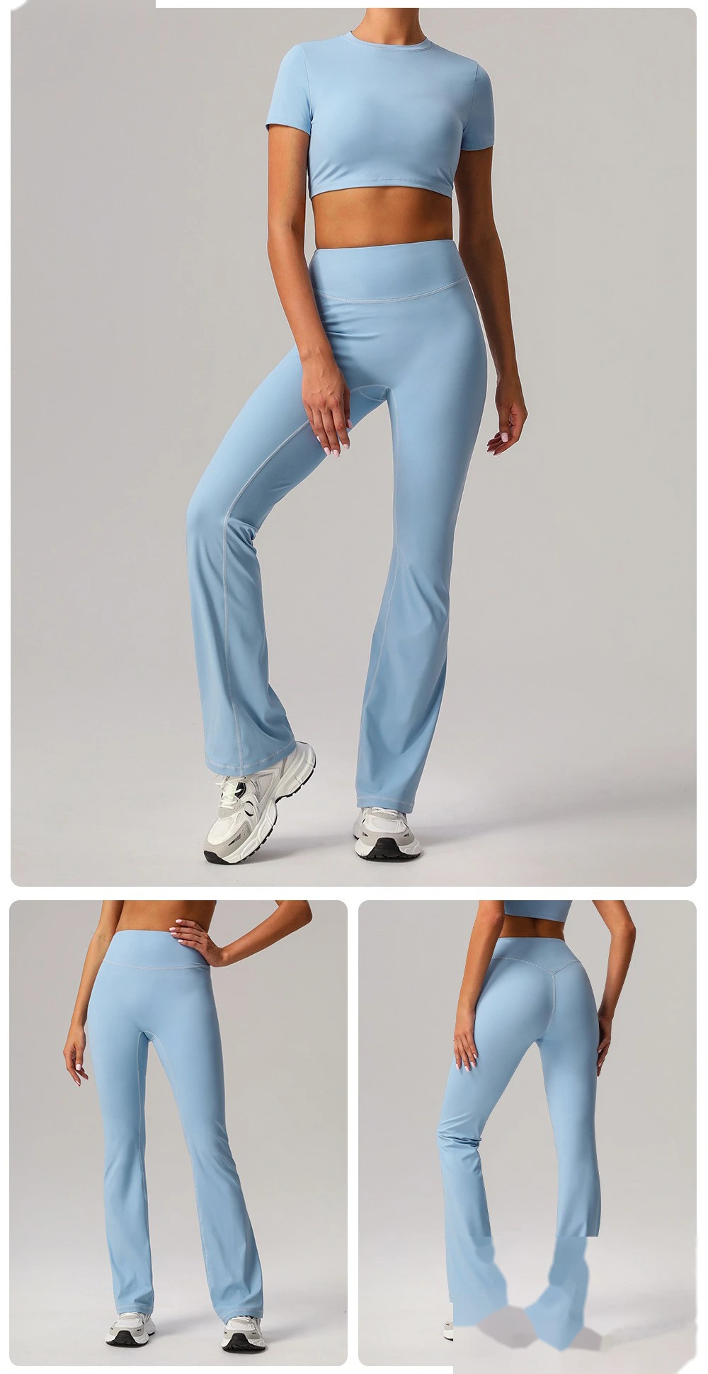 Customized yoga wide-leg pants, high waist, tight hips, horns, abdomen, fitness and leisure pants. detail