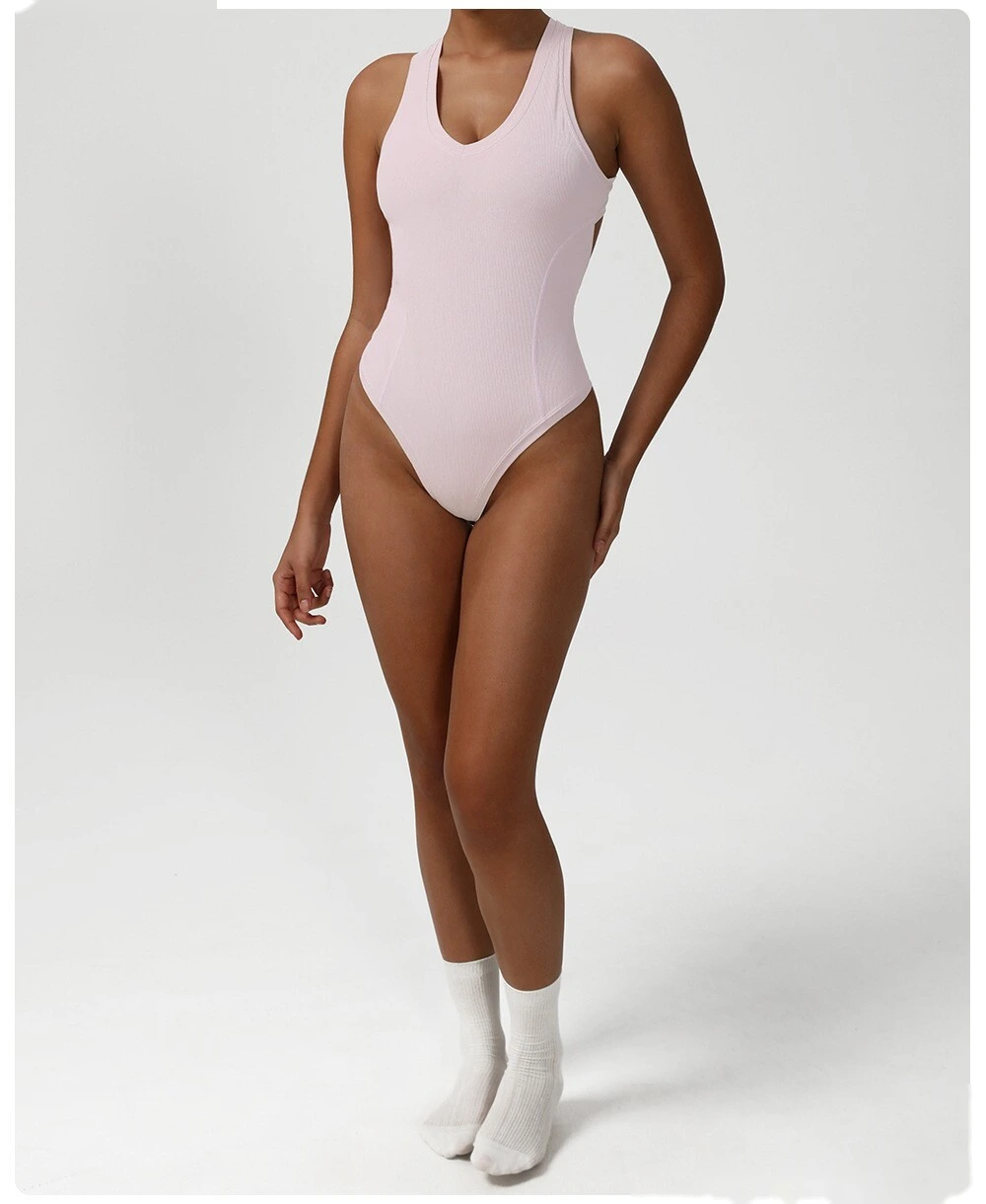 Cross-backless one-piece yoga clothes Europe and the United States tight fitness one-piece vest corset detail
