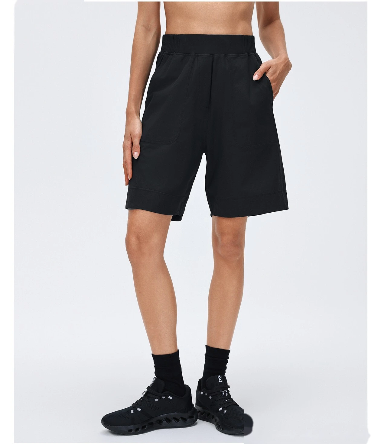 Bulk Custom Women's Sports Mid-Shorts - High-Waisted Lightweight Loose Straight Breathable Running Fitness Pants detail