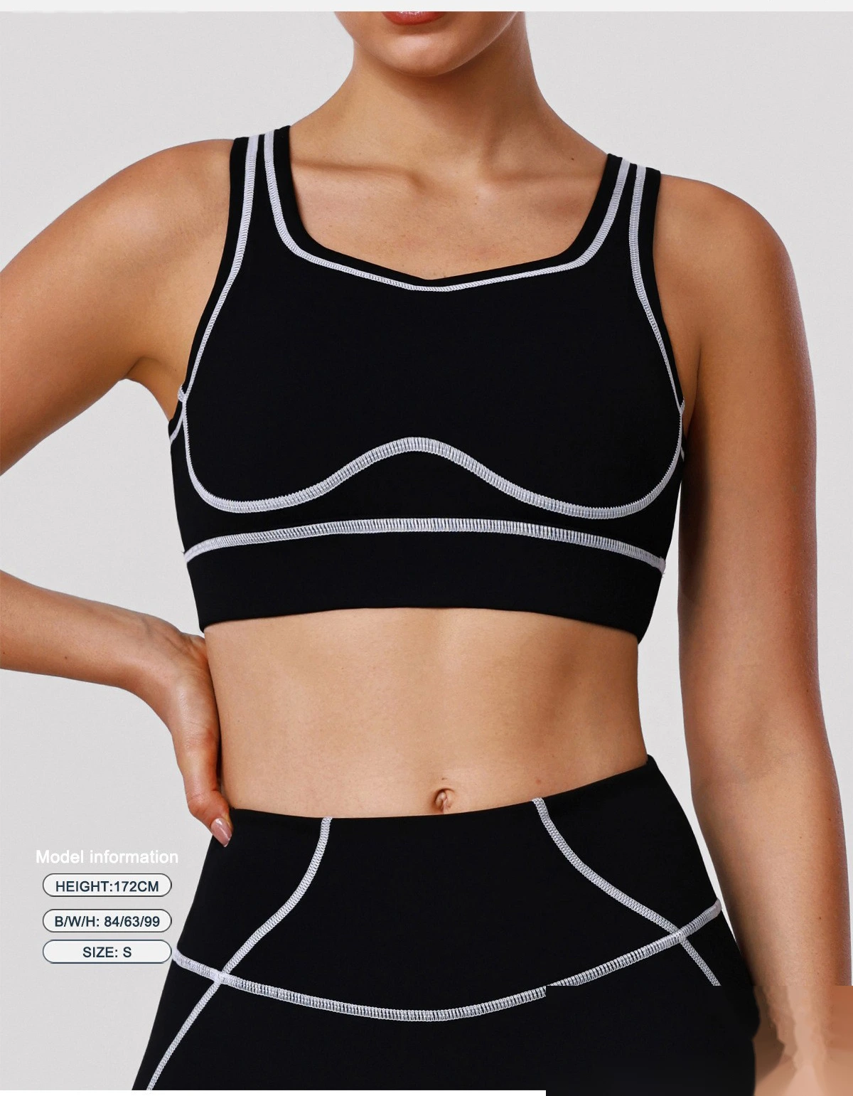 Custom Color Block Yoga Sports Bra - Shockproof Cutout Open Back Padded Workout Tank Top detail