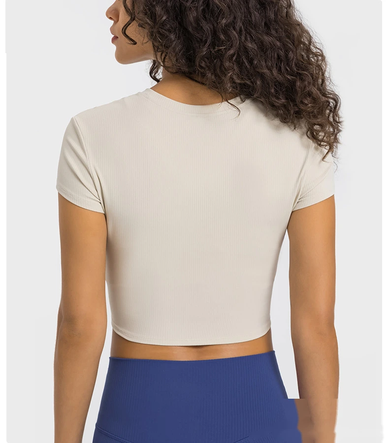 Quality Custom sports shirt sexy navel short yoga short sleeve T-shirt Manufacturer detail