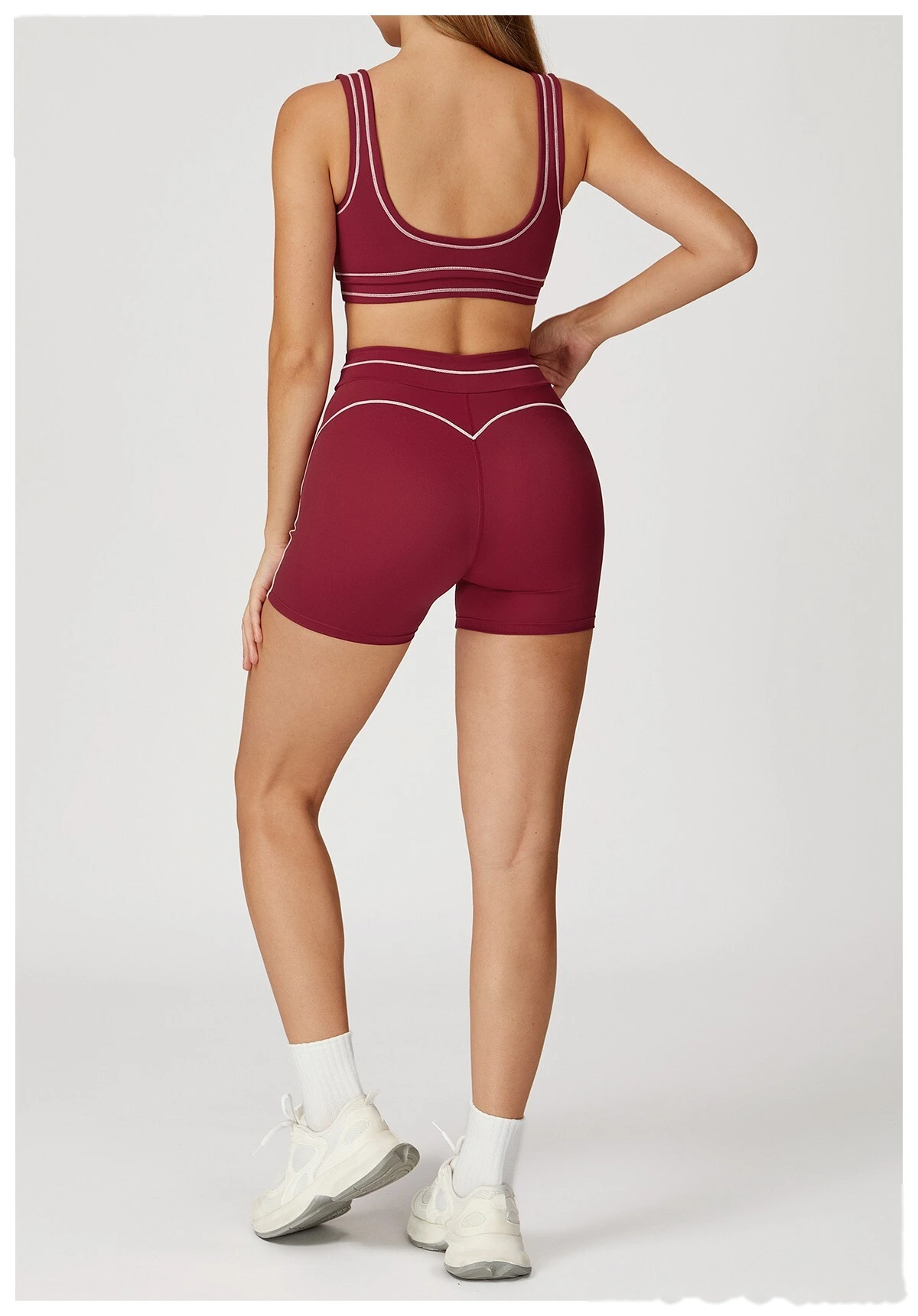 Customized contrast sanding yoga bra U-back sports bra running fitness yoga clothes detail