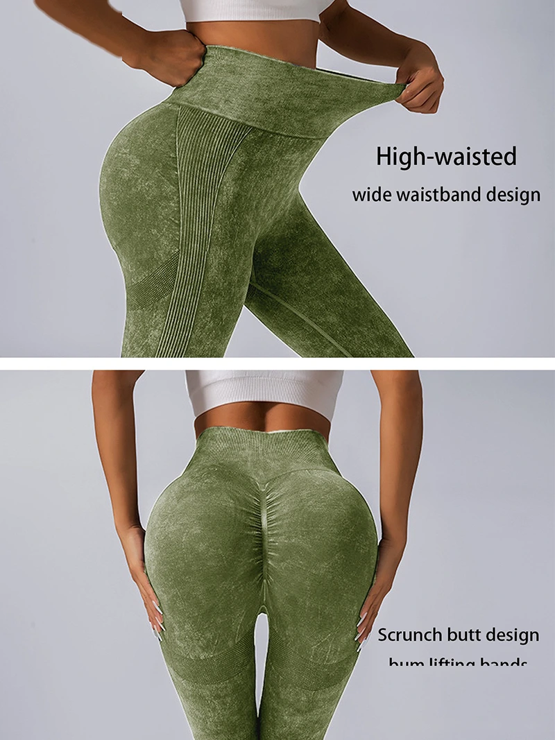 Custom sports scrub tight yoga pants running high waist trumpet fitness pants detail