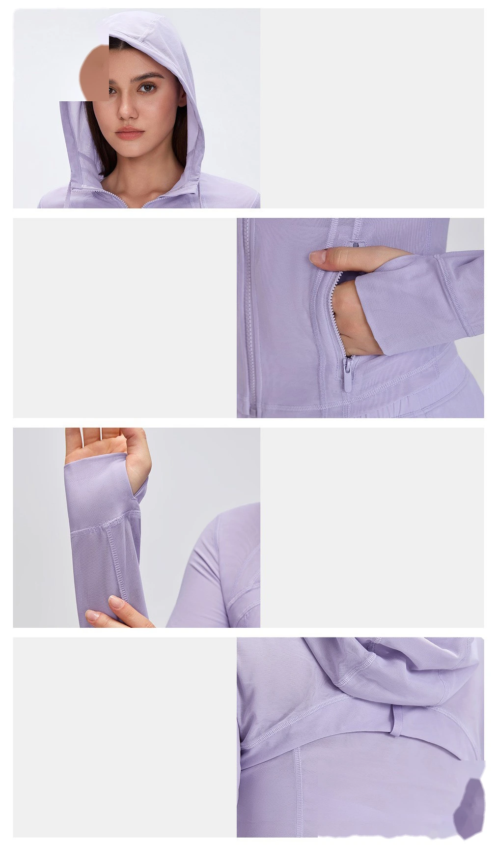 Custom Breathable Mesh Yoga Jacket - Women's Slimming Hooded Full-Zip Running Workout Fitness Jacket detail