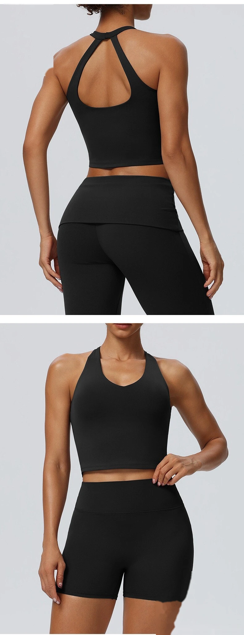 Women's European American Halter Beauty Back Yoga Tank Top, Breathable High Elastic Sports Fitness Vest detail