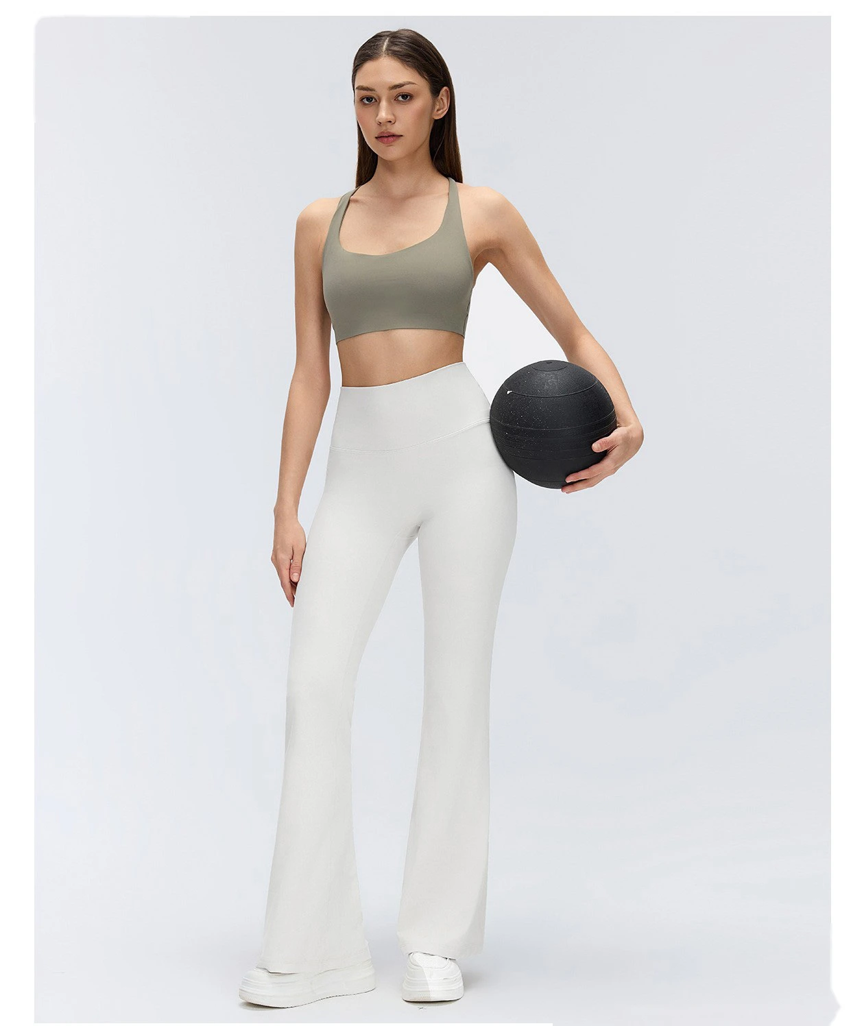Custom High Waist Micro Flare Yoga Leggings Tummy Control Butt Lifting Slim High Stretch Workout Pants detail