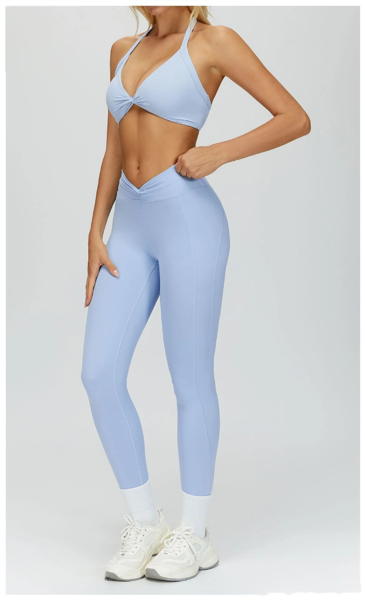 Custom Women’s Naked-Feel Running Leggings - Cross High-Waisted Ruched Tight Yoga Fitness Pants detail
