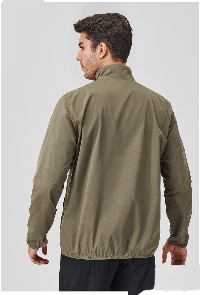 Custom autumn and winter sports coat stand collar zipper jacket outdoor windproof long sleeve cardigan running fitness detail