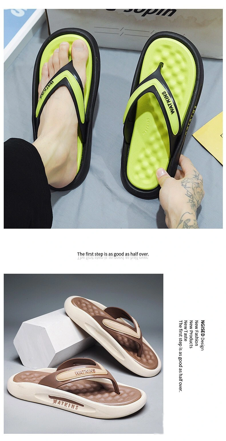Custom flip-flops outdoor thick-soled fashion beach men's shoes soft-soled pinch couples sandals. detail