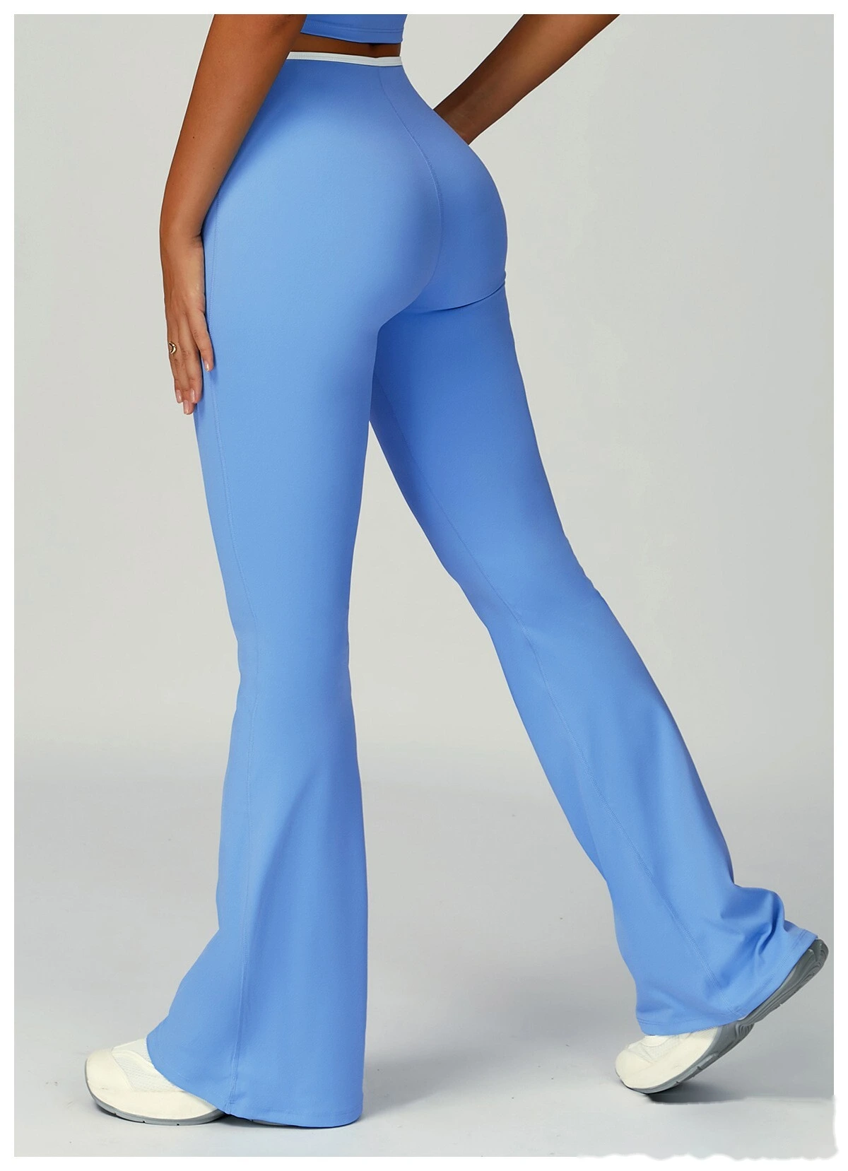 Custom-made contrast-wrapped bell-bottoms yoga fitness exercise high waist slim bell-bottoms women detail
