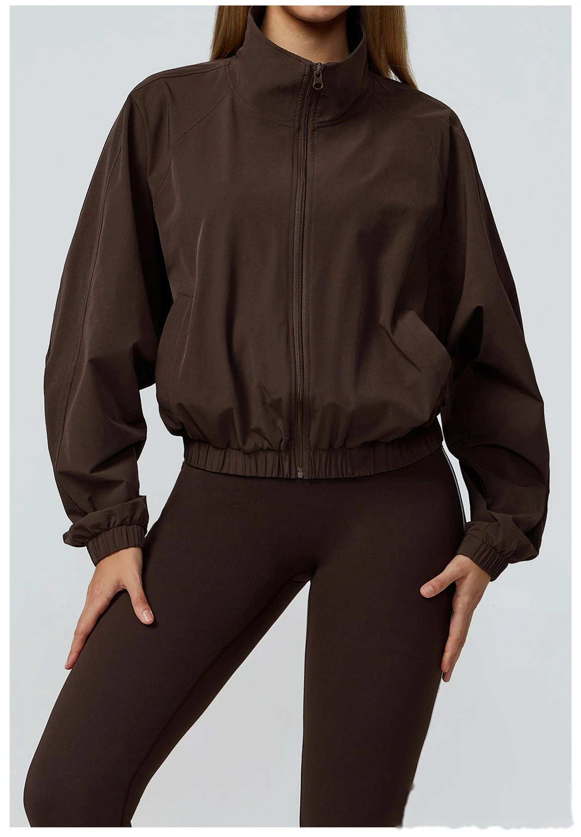 Custom-made stand-up collar sports coat women's windproof outdoor running fitness long-sleeved yoga clothing coat detail