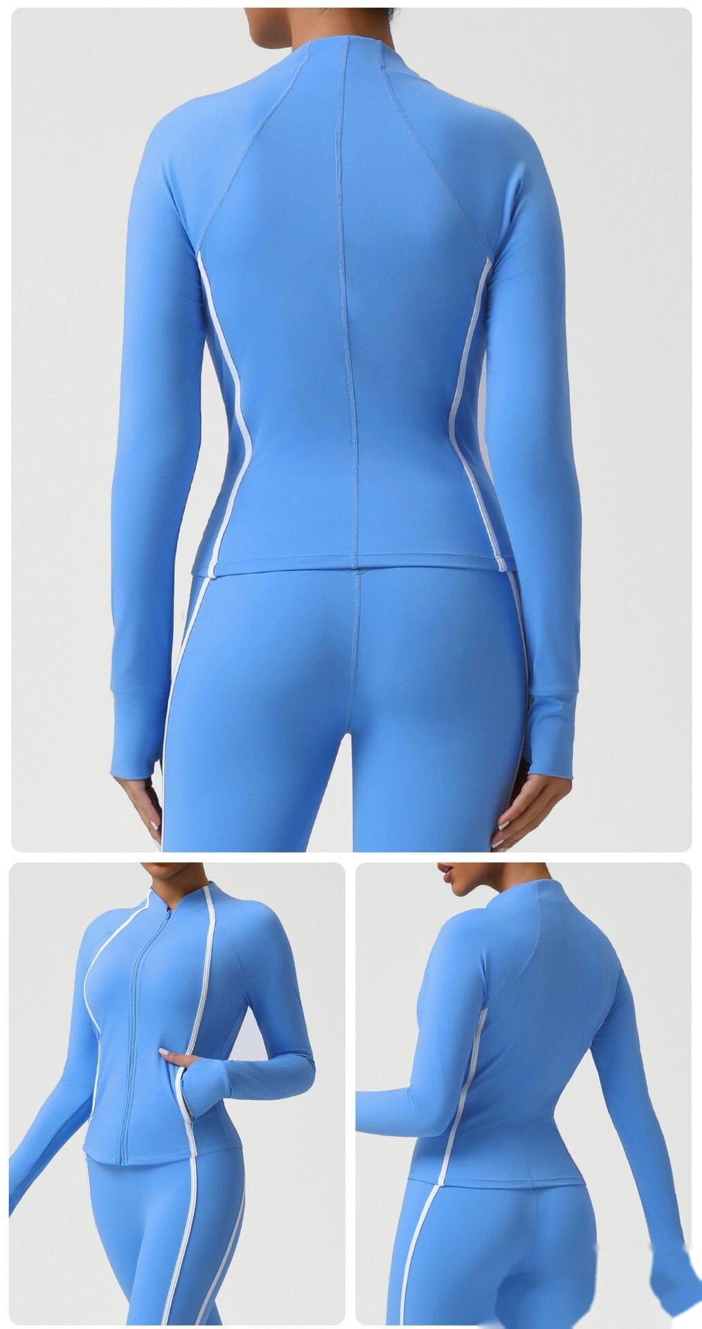 Custom autumn and winter sports yoga clothing jacket zipper cardigan jacket high elastic training fitness jacket detail