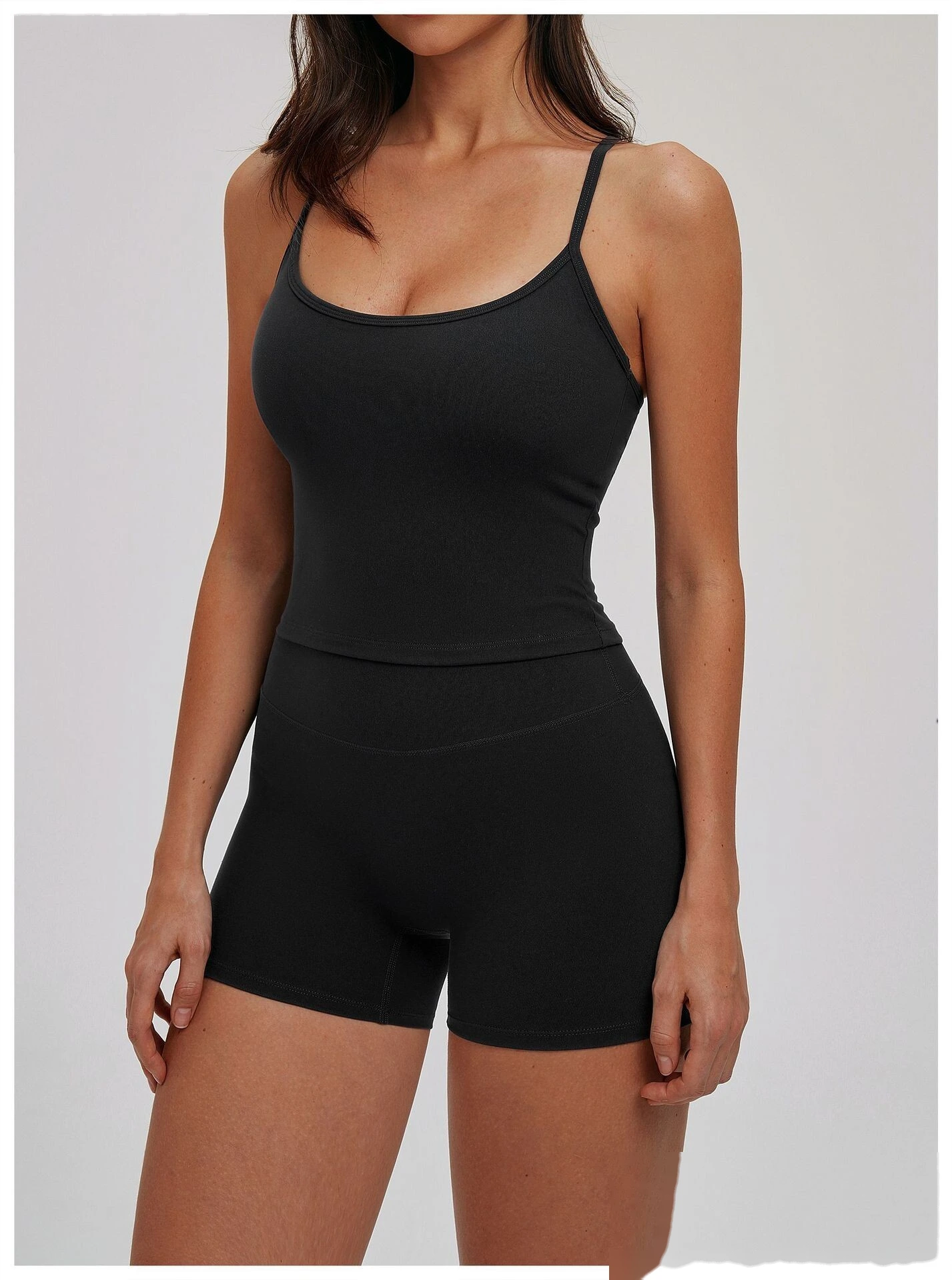 Custom Women's Fitted Yoga Tank Top Casual Versatile Thin Double Strap Sports Bra for Running Workout detail