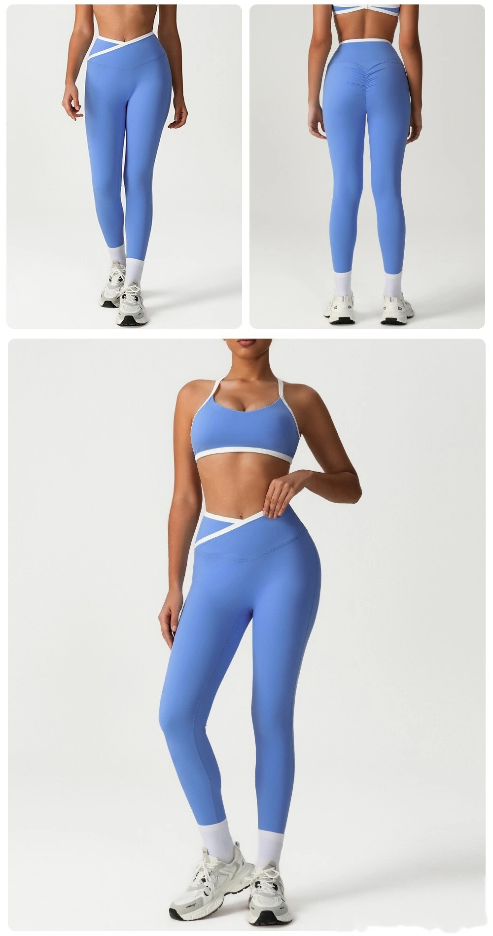 Custom-made comfortable tight-fitting yoga pants cross high waist sports pants training running fitness pants detail