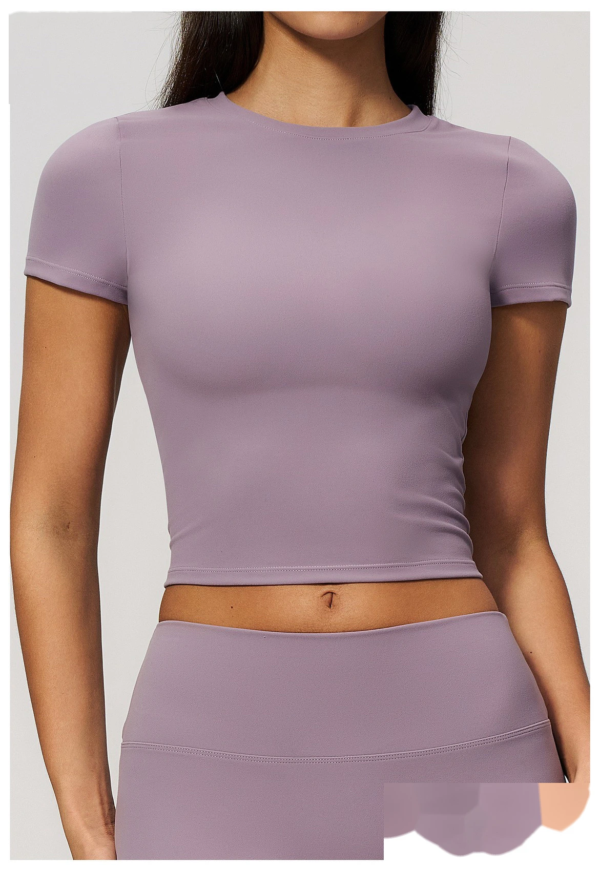 High elastic breathable yoga clothes short sleeves tight slim short sports leisure fitness Pilates T-shirt detail