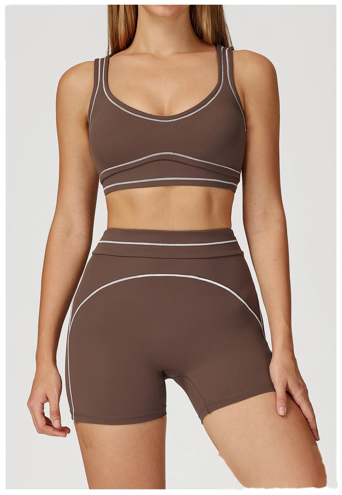 Customized contrast sanding yoga bra U-back sports bra running fitness yoga clothes detail