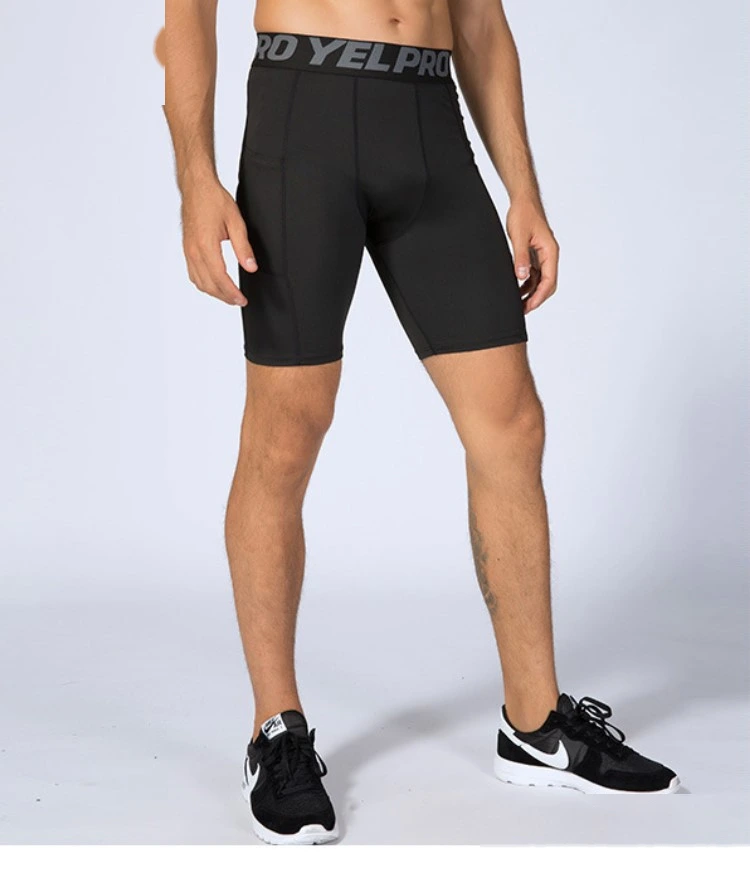 Men pro fitness compression shorts running train quick dry tights pants detail
